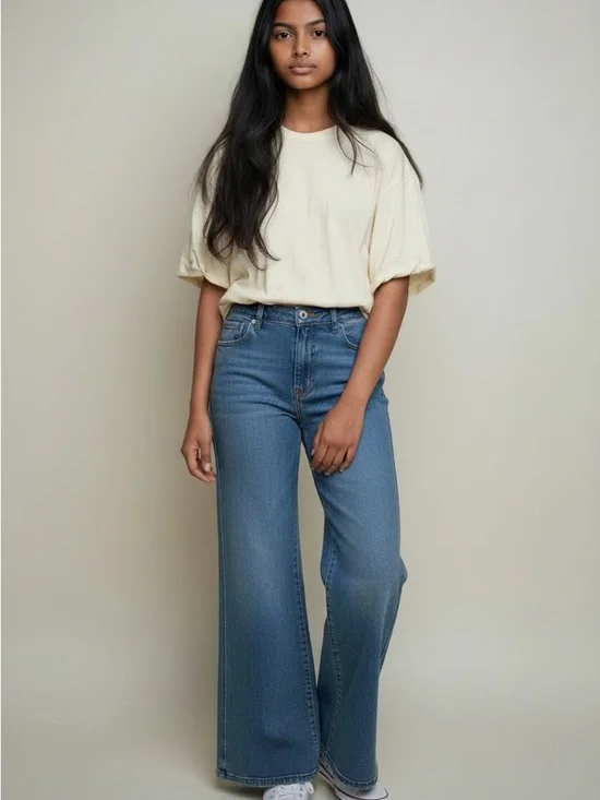 High-Rise Wide Leg Women's Sanctuary Denim Jeans in Medium Blue Size 28 - Picture 1 of 6